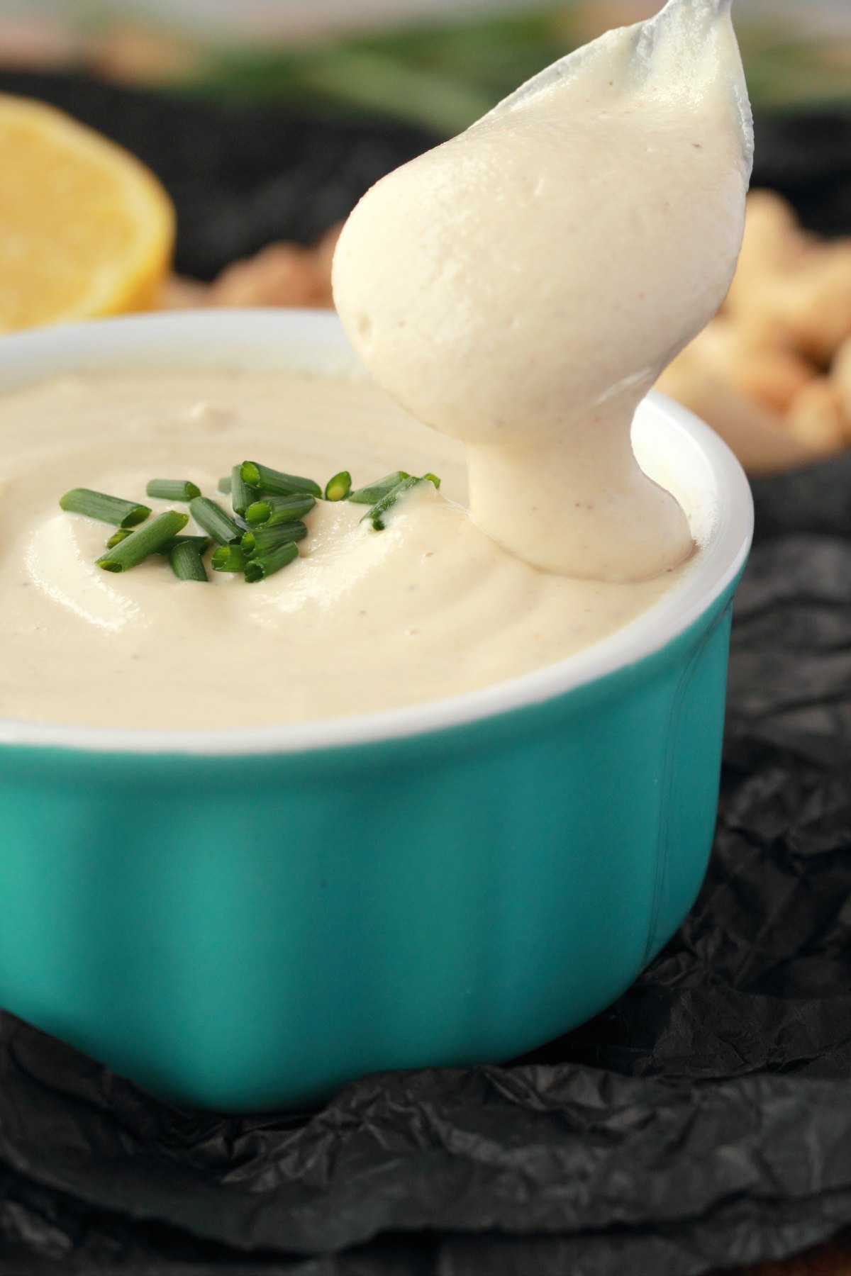 A spoonful of cashew cream. 