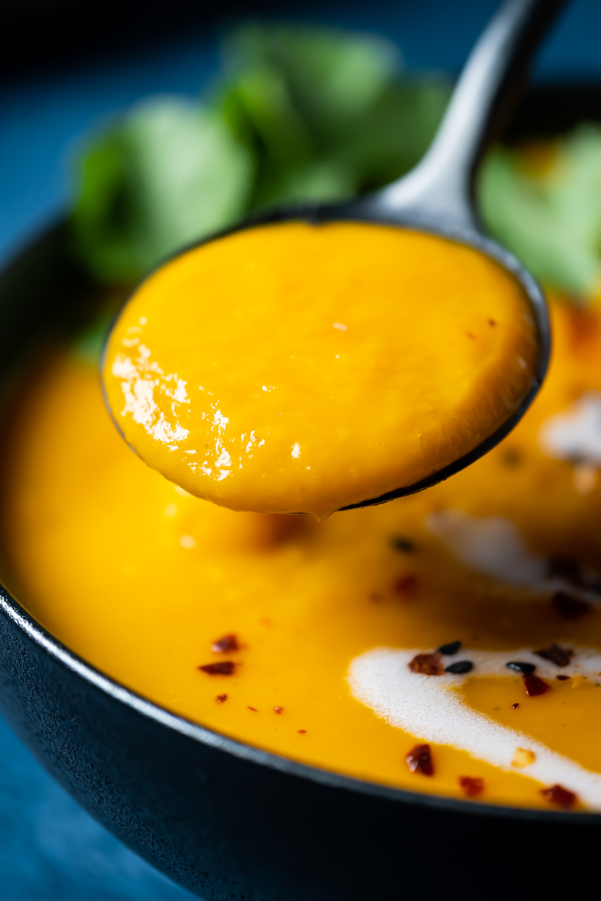 Spoonful of Thai sweet potato soup.